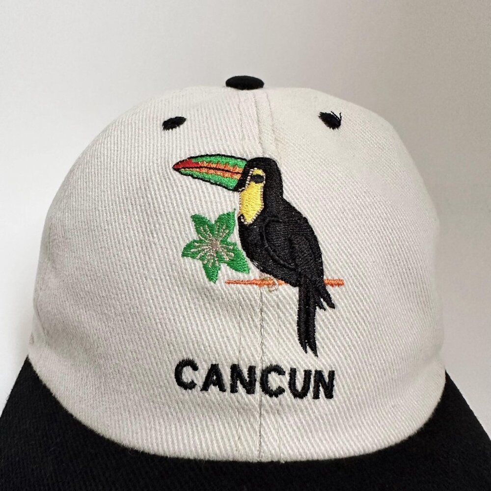 Cancun Toucan Bird Hat Turtle Beach 100% Cotton Cap Adjustable Strap Back - Picture 2 of 10